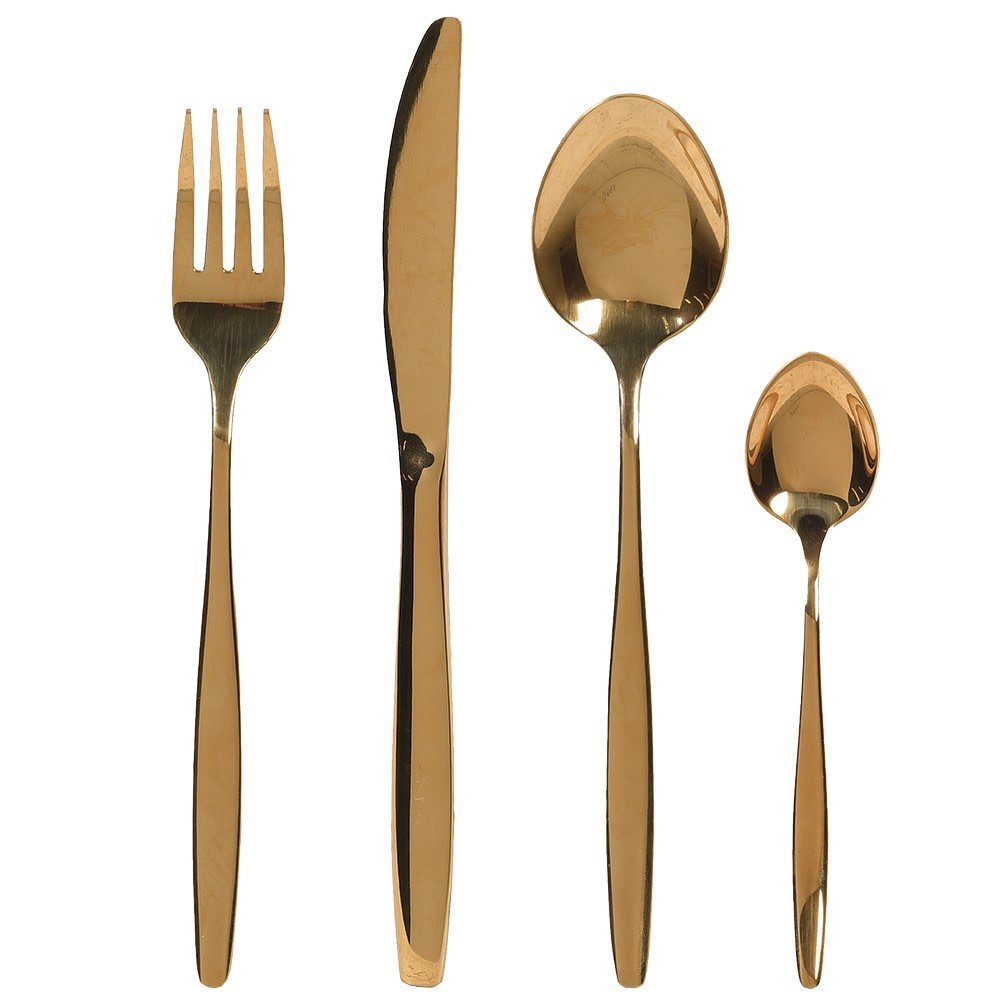 16 - Piece Elegant Gold Cutlery Set in Black Box - LUXONAS