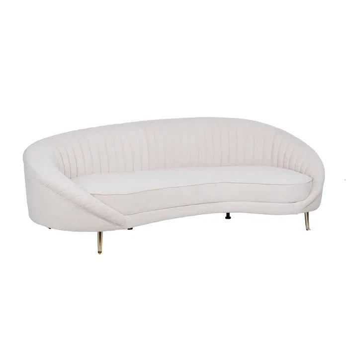 Elegant Cream 3-Seater Sofa with Sturdy Metal Legs