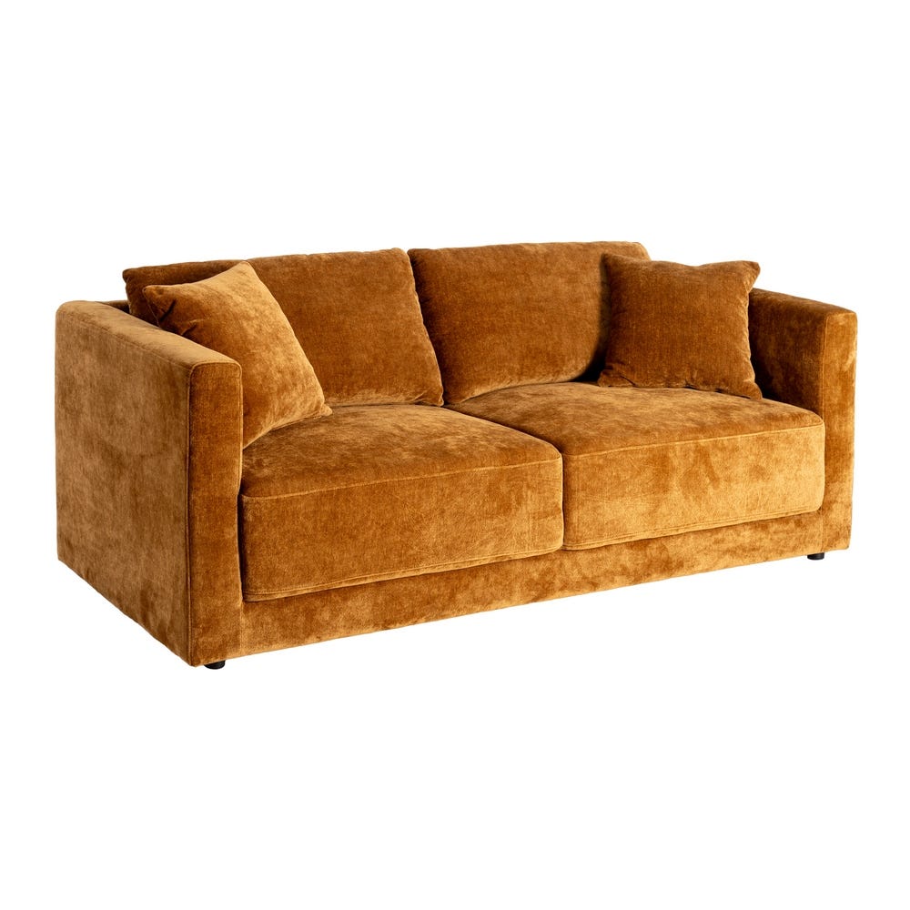 3-Seater Sofa in Ochre Woven Fabric