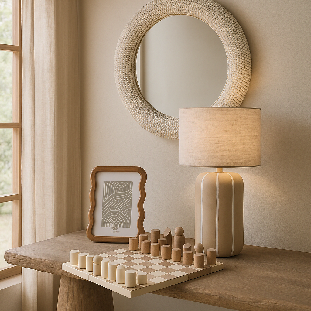 Brown Striped Ceramic Table Lamp