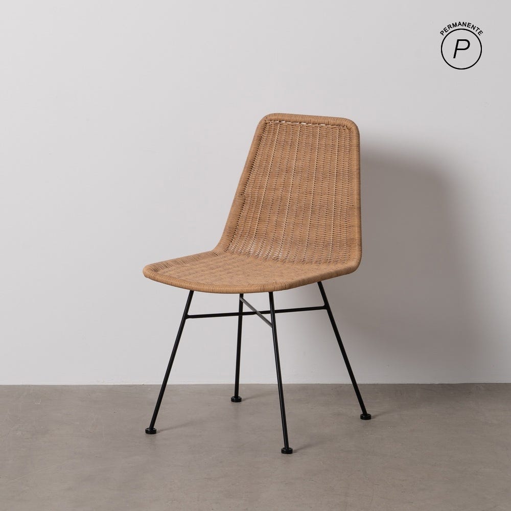 Natural PE-Steel Chair for Indoor Use, Dimensions 47 x 59 x 84 cm
