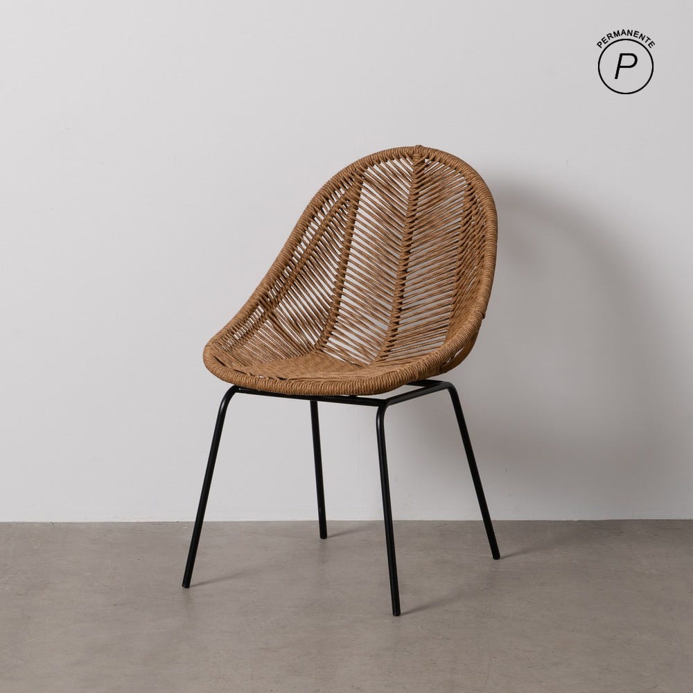 Natural Style PE-Steel Chair, 53.5 x 61 x 85 cm