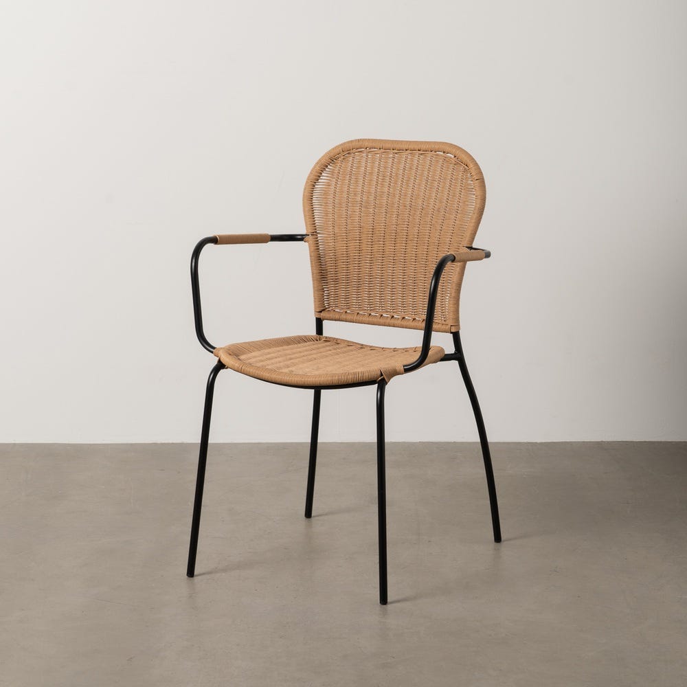 Natural Style Chair with PE Steel Frame, 57 x 57 x 87 cm