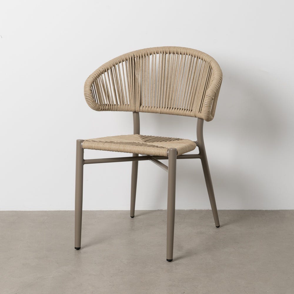Natural Grey PE Rattan and Aluminum Outdoor Chair 59 x 58 x 79 cm