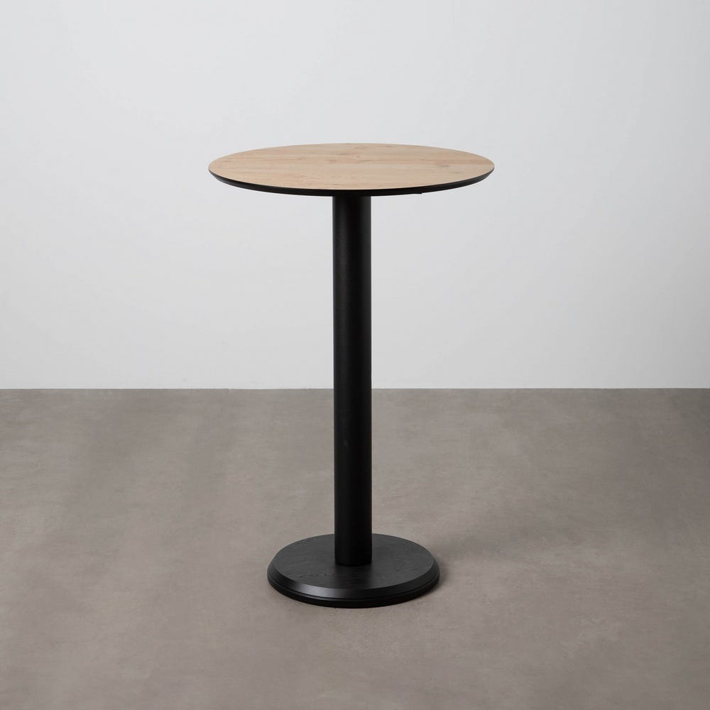 Natural Style High Table with Metal and Wood, 65 x 65 x 100 cm