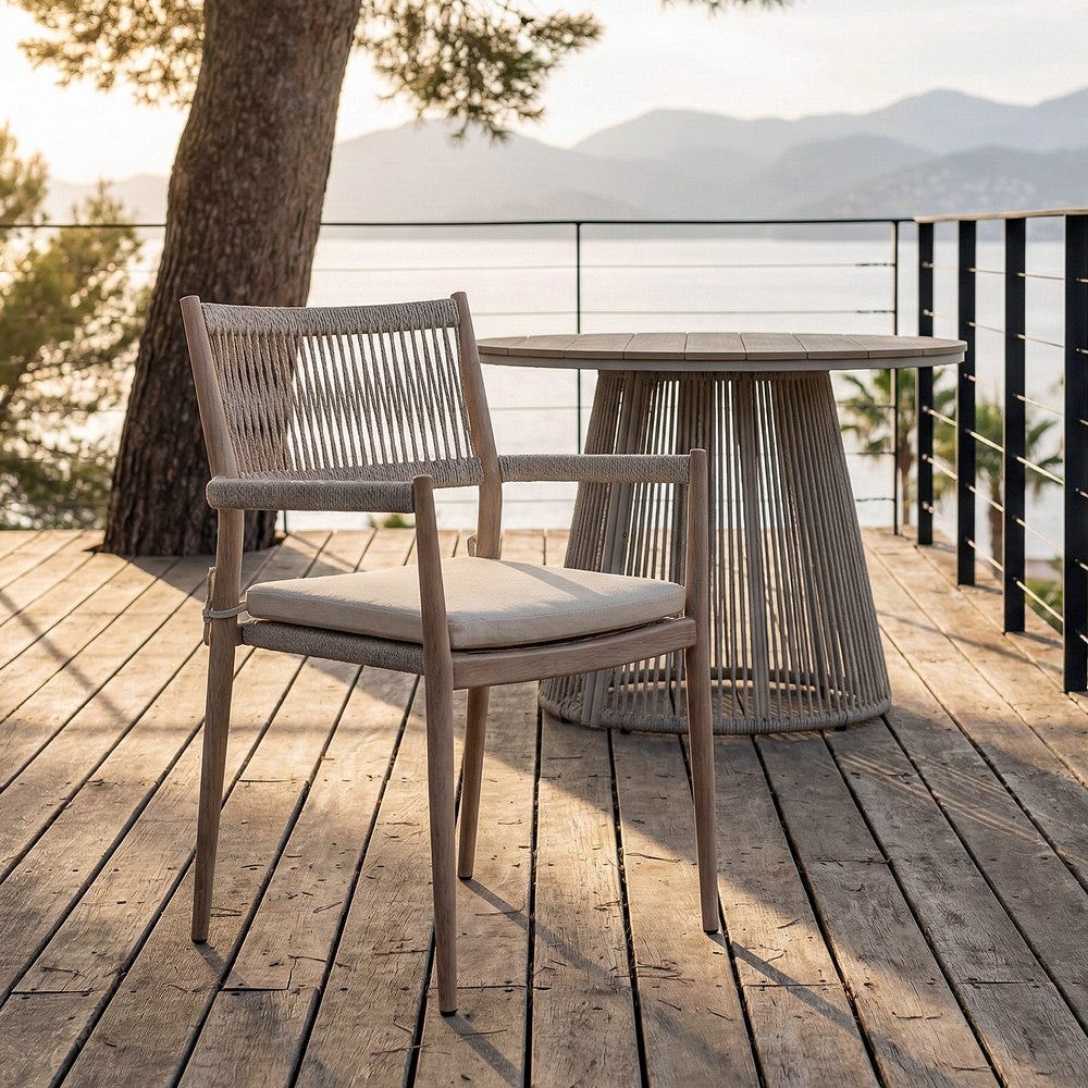 Stackable Outdoor Chair with Steel Frame and PE Rattan, 55 x 55 x 85 cm