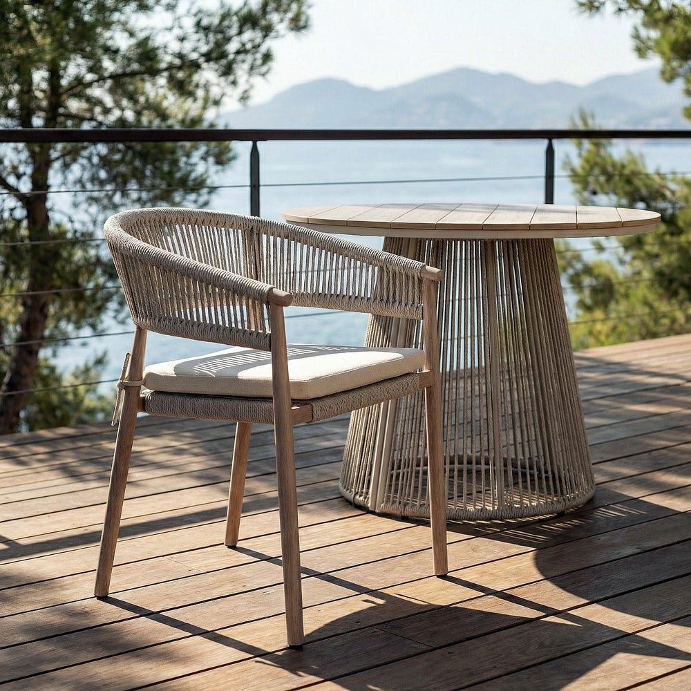 Stackable Outdoor Chair with Steel Frame and PE Rattan, 57 x 58 x 77 cm