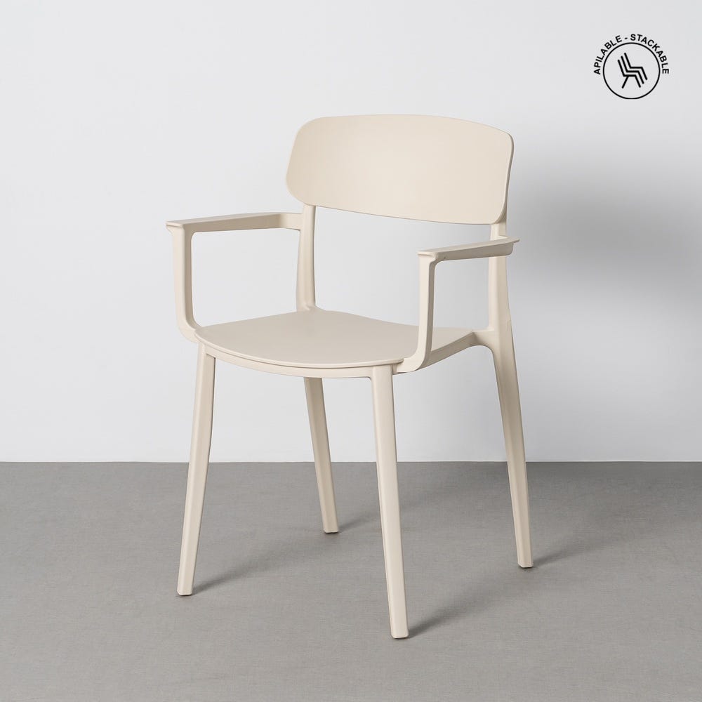 Cream Outdoor Chair Made of Polypropylene, 51.5 x 51 x 80 cm