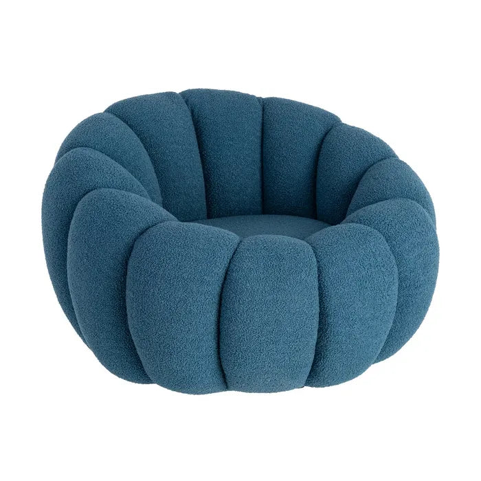 Blue Woven Armchair with Wooden Frame