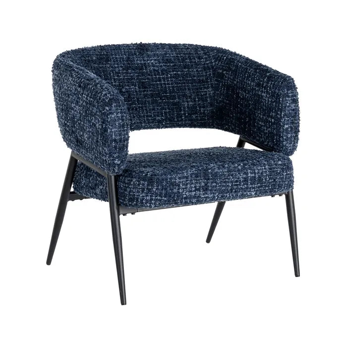 Blue Fabric and Metal Armchair