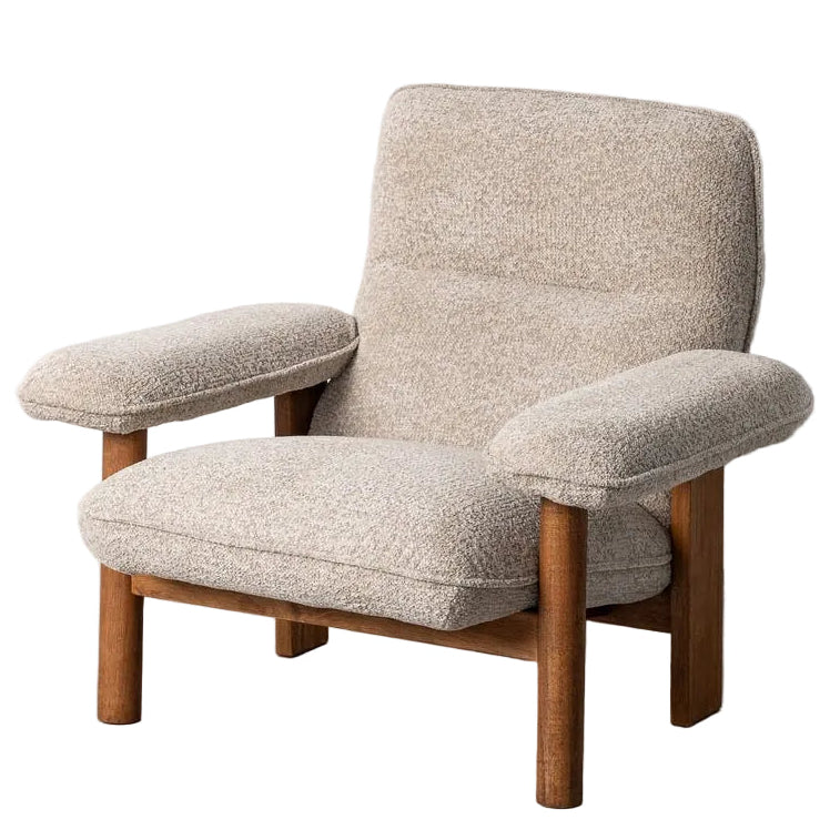 Upholstered Beige Wood Armchair Niagara
