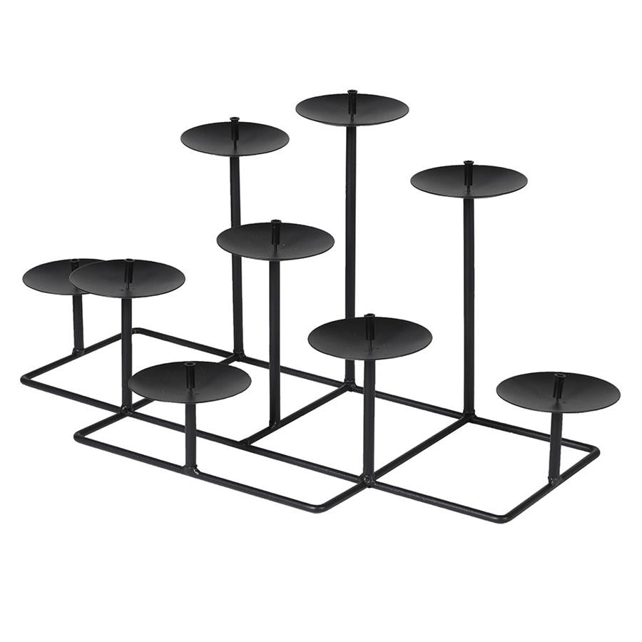 8 Way Black Metal Candleholder - LUXONAS