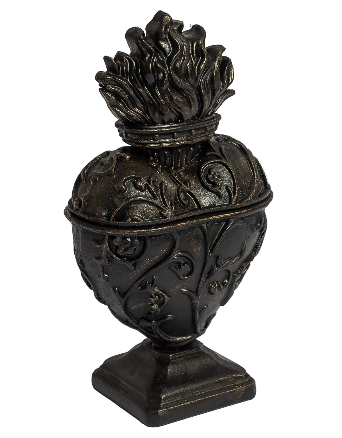 Large Antique Black Embossed "Sacred Heart" Trinket Box