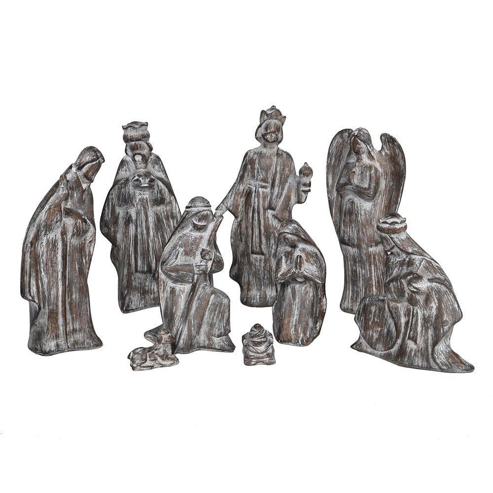 9 Pcs Grey Nativity Set – Elegant Christmas Decoration - LUXONAS