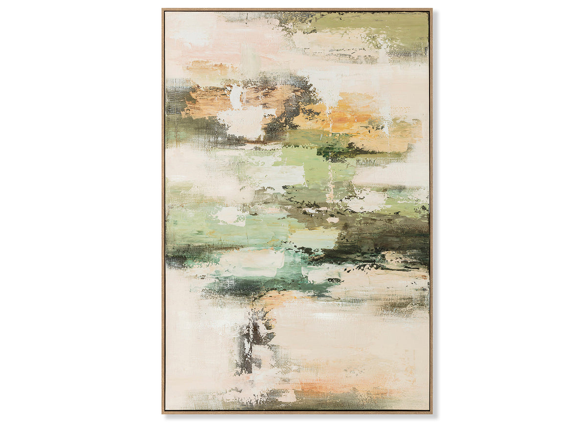 Green Blush Hand Painted Abstract Canvas Wall Art