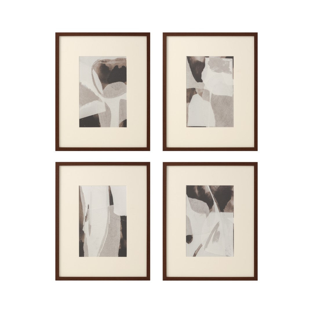 S/4 Framed Abstract Glass Wall Art