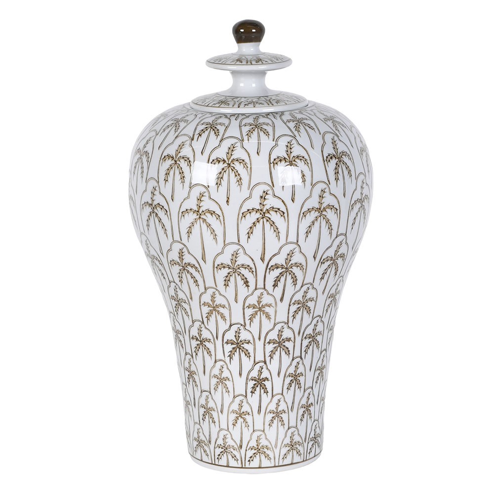 Tall Palm Tree Lidded Jar