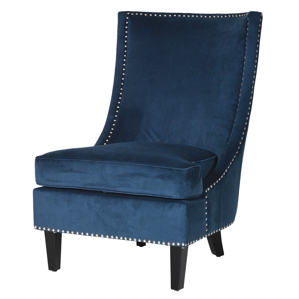 Blue Slipper Chair with Silver Studs