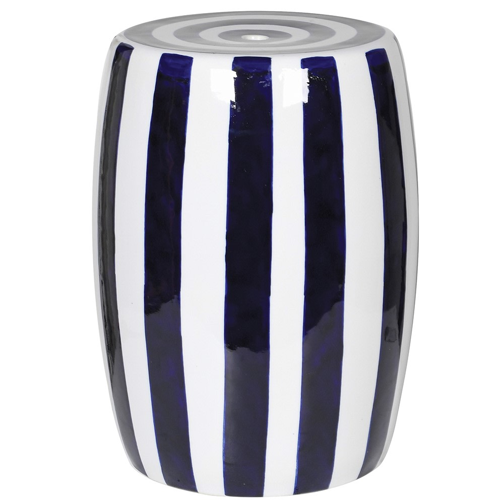 Blue Stripe Ceramic Stool