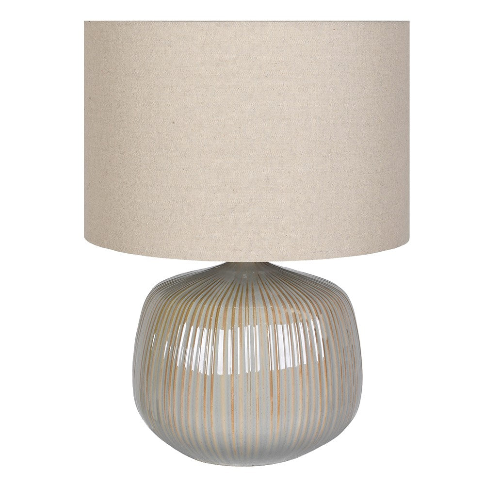 Beige Ribbed Table Lamp