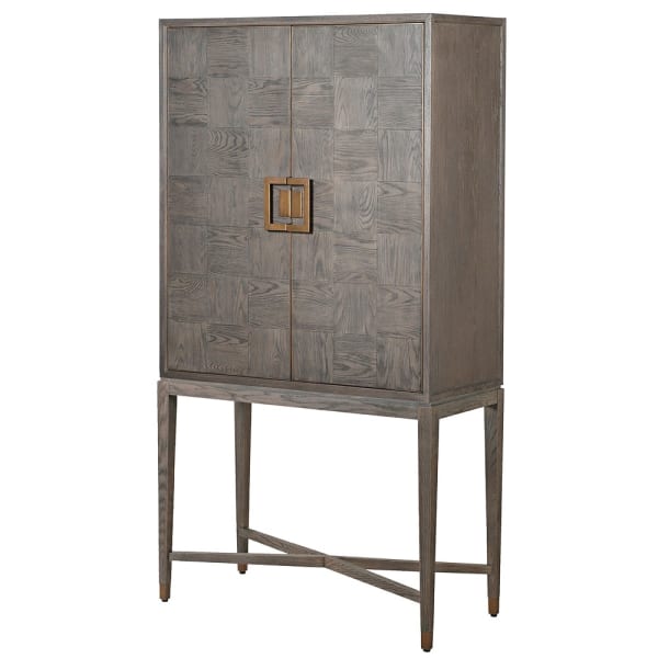 Agartha Taupe Squares Bar Cabinet - LUXONAS