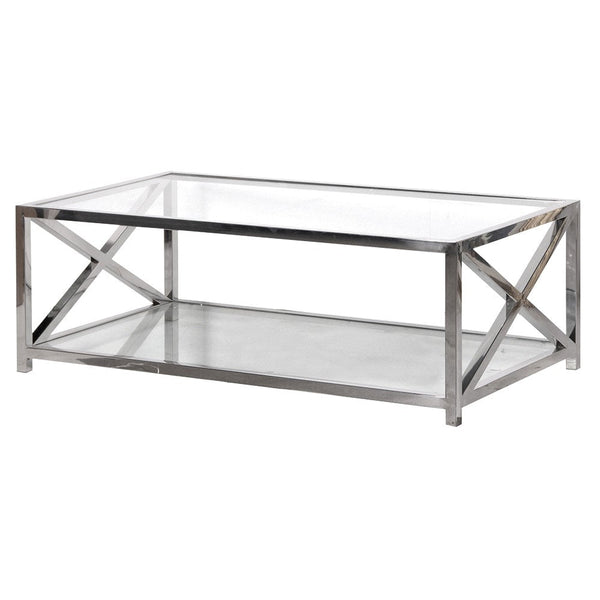 Ageo Glass & Stainless Steel Coffee Table
