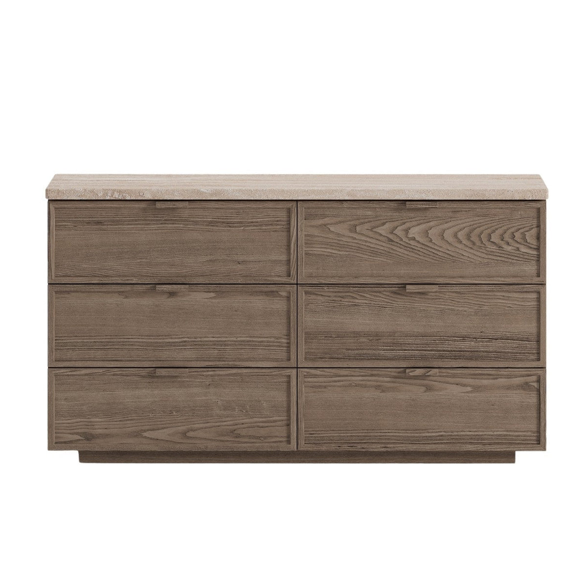 Alexander Oak & Travertine Six-Drawer Chest