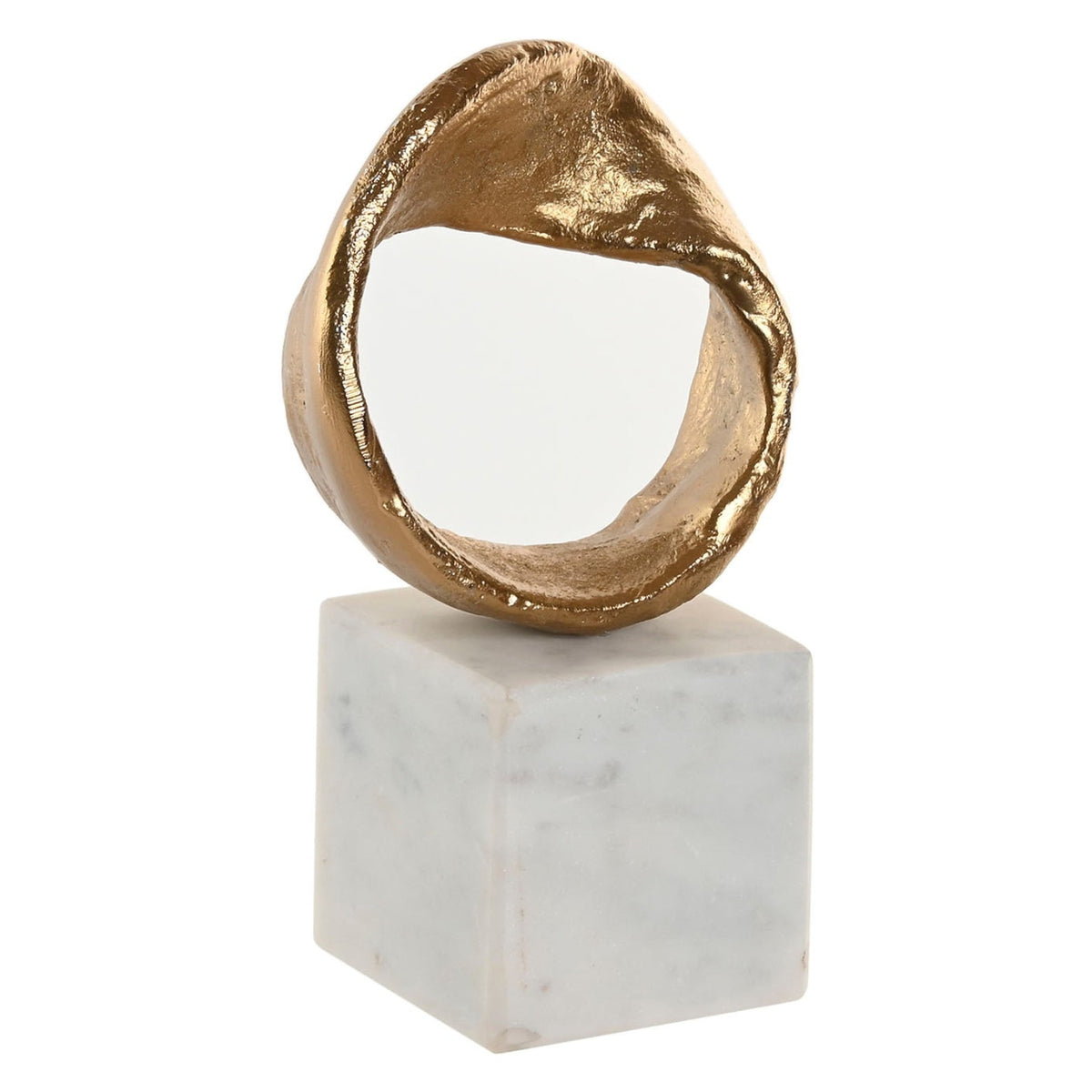 Aluminum & Marble Decorative Circle Sculpture in Gold Finish