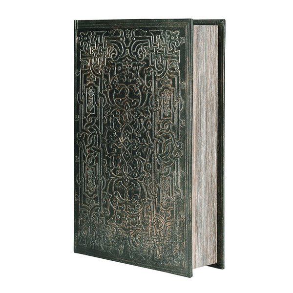 Antique Inlaid Book Box with PU Leather Cover and MDF Wood Construction
