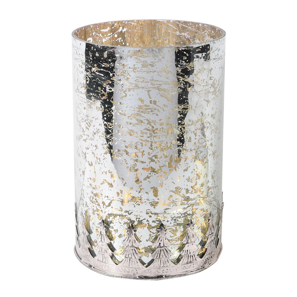 Antique Silver Tall Xmas Tree Candleholder - LUXONAS