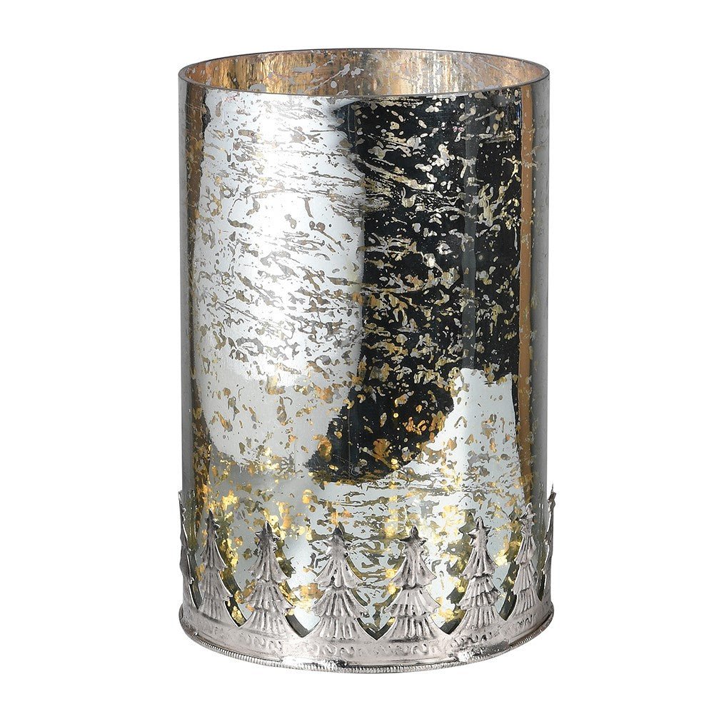 Antique Silver Tall Xmas Tree Candleholder - LUXONAS