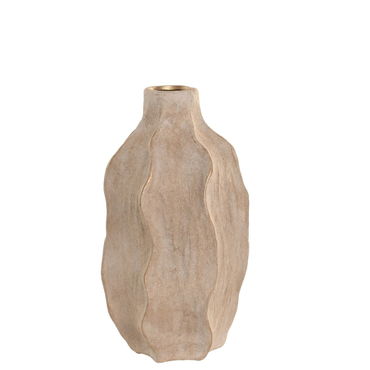 Beige Wave Stoneware Vase, Distressed