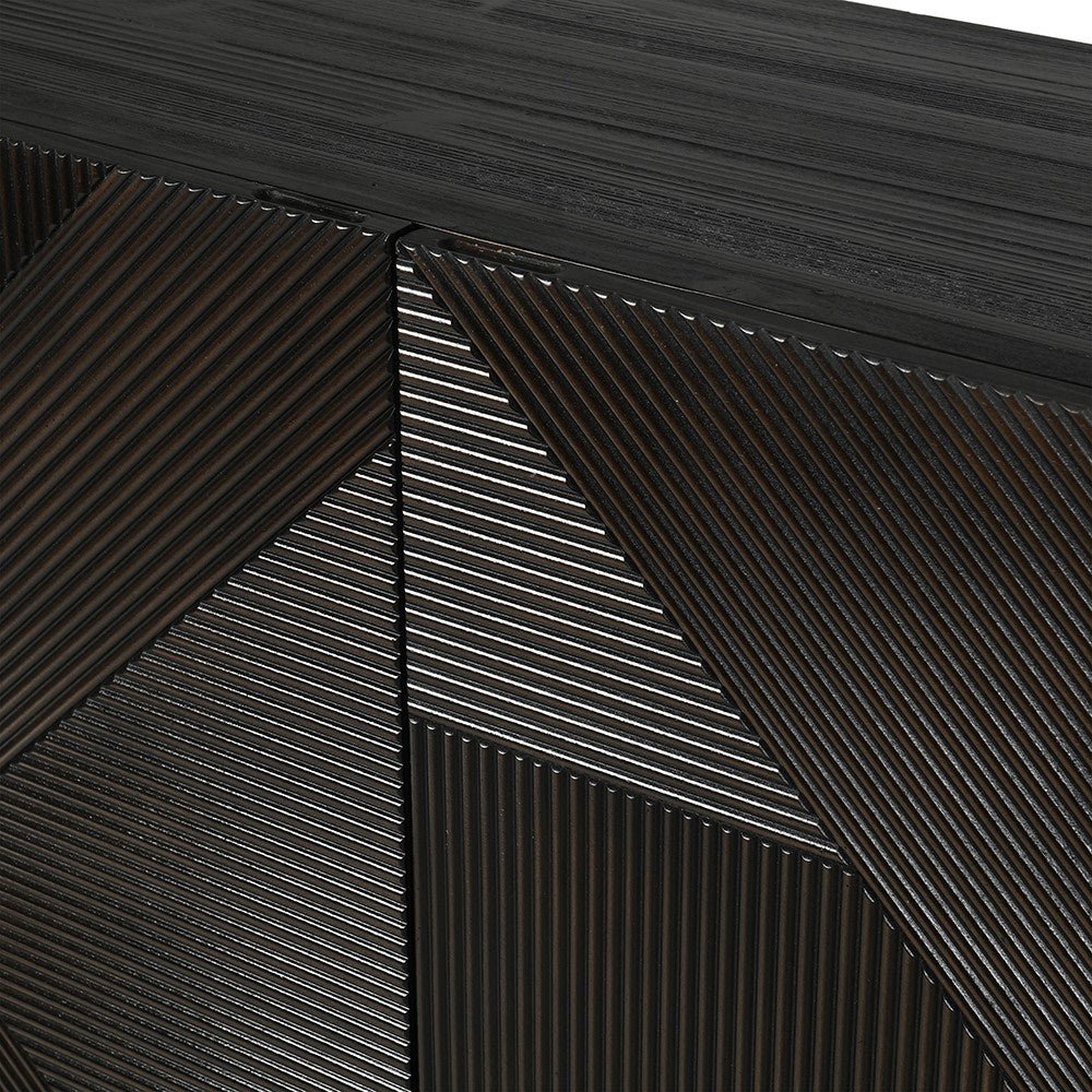 Black Abstract Fluted 4 Door Sideboard - LUXONAS