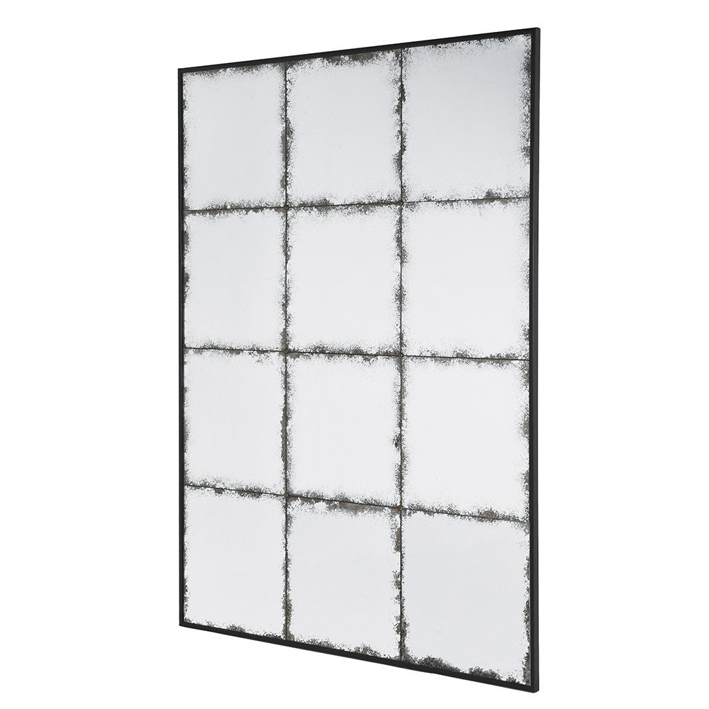 Black Frame Antique 12 Panel Wall Mirror