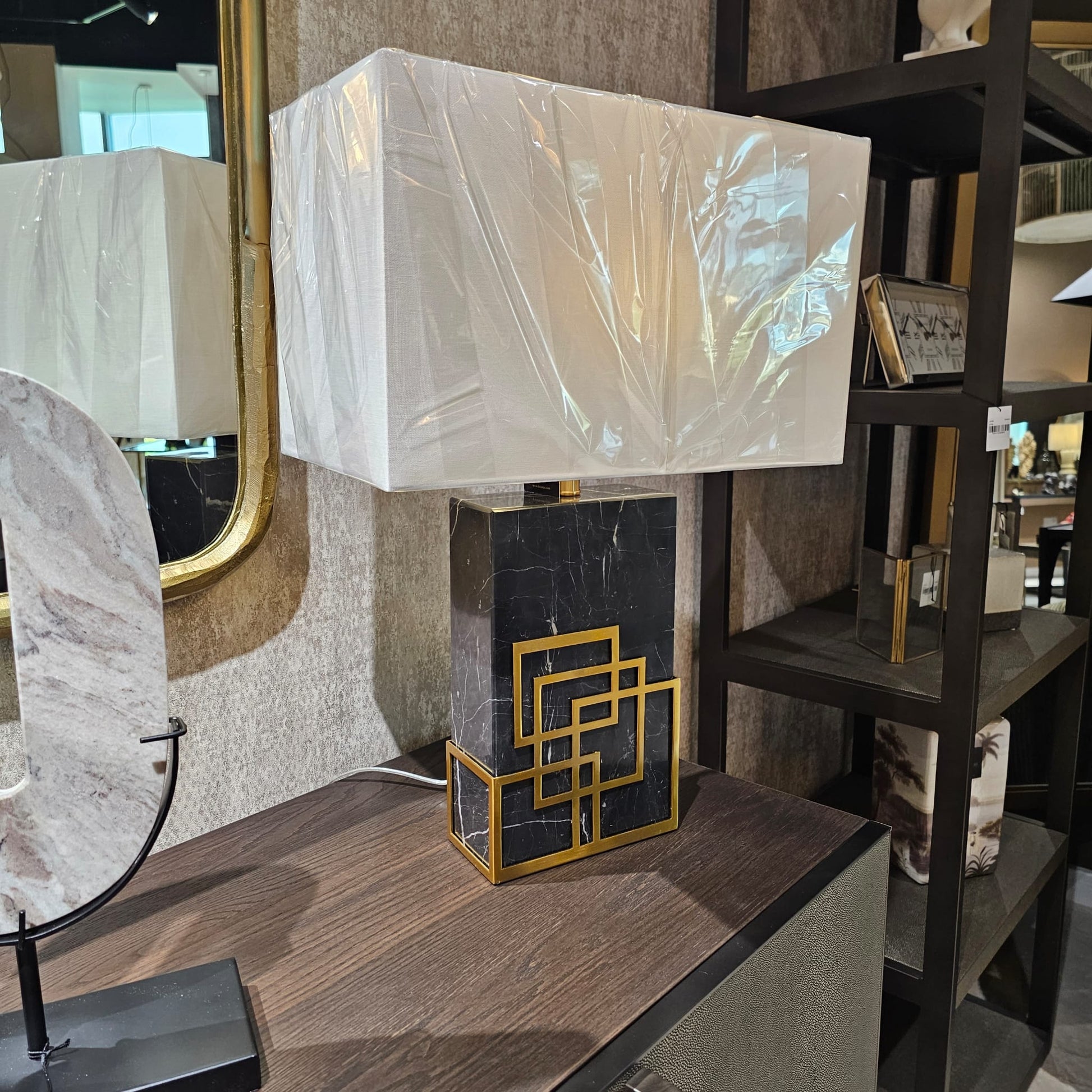 Black Marble & Gold Metal Table Lamp - LUXONAS