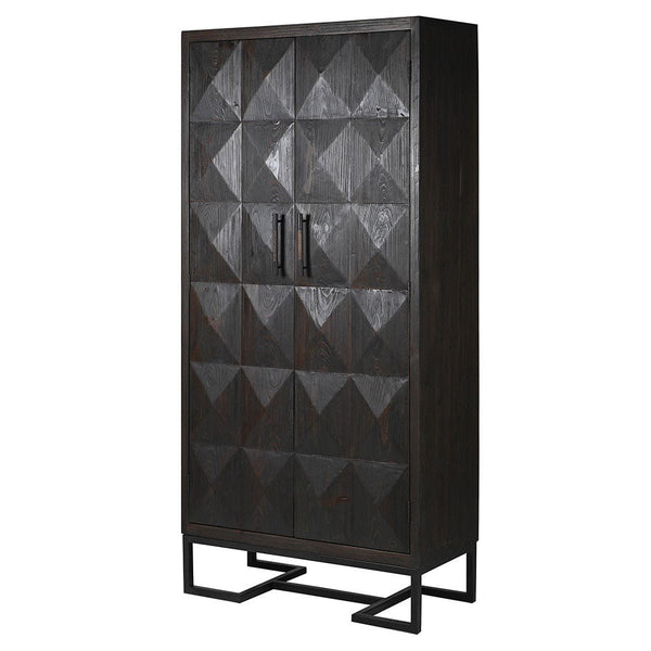 Black Relief Diamond Tall Cabinet