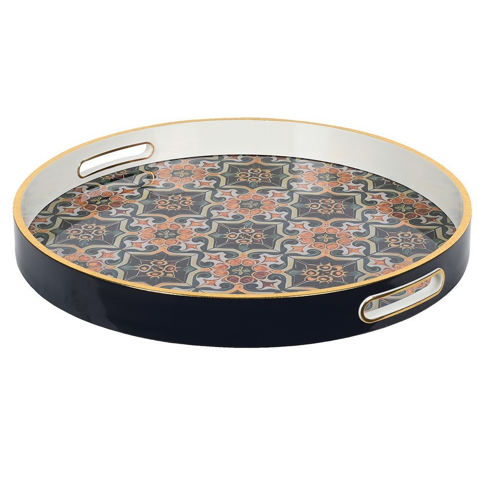 Black Rim Moroccan Tray - Elegant Serveware for Every Occasion - LUXONAS