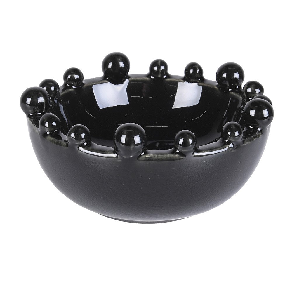 Black Small Bobble Bowl - Elegant Stoneware Design for Everyday Use - LUXONAS