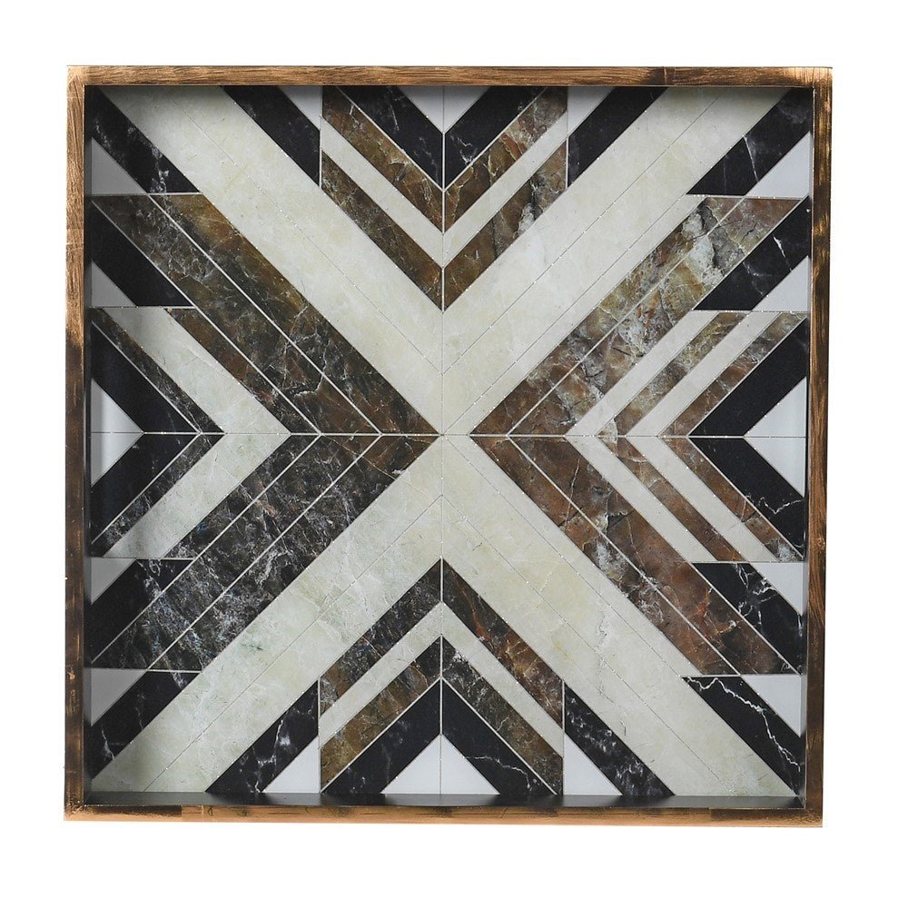 Black & White Square Tray - Elegant Decorative Piece - LUXONAS