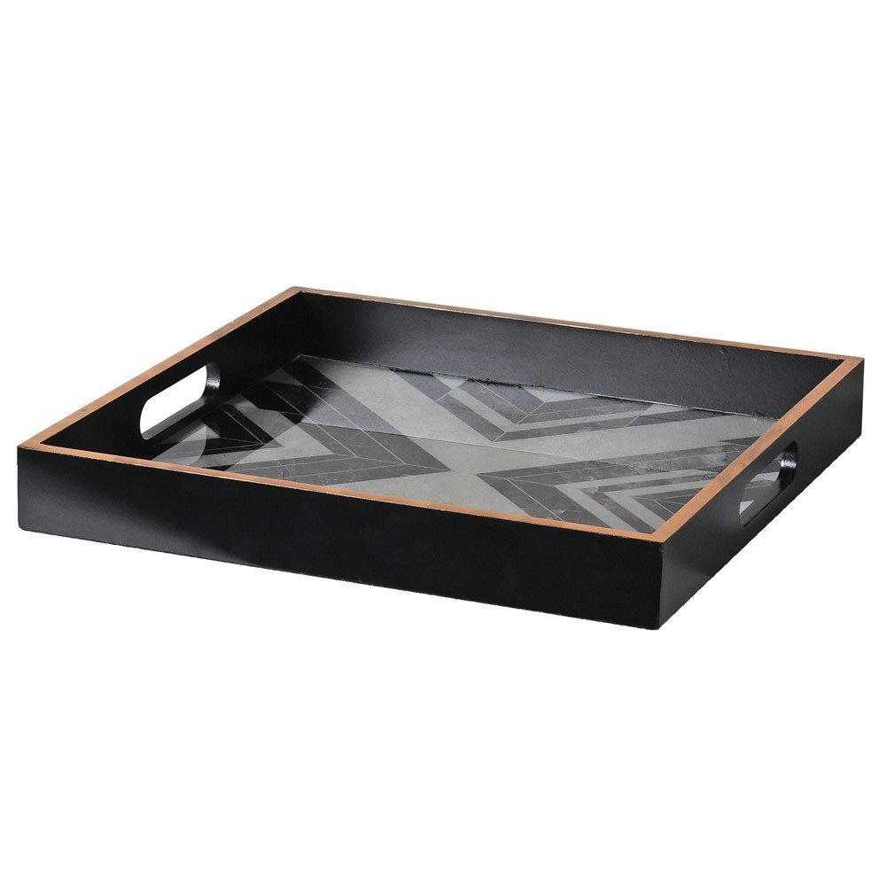 Black & White Square Tray - Elegant Decorative Piece - LUXONAS