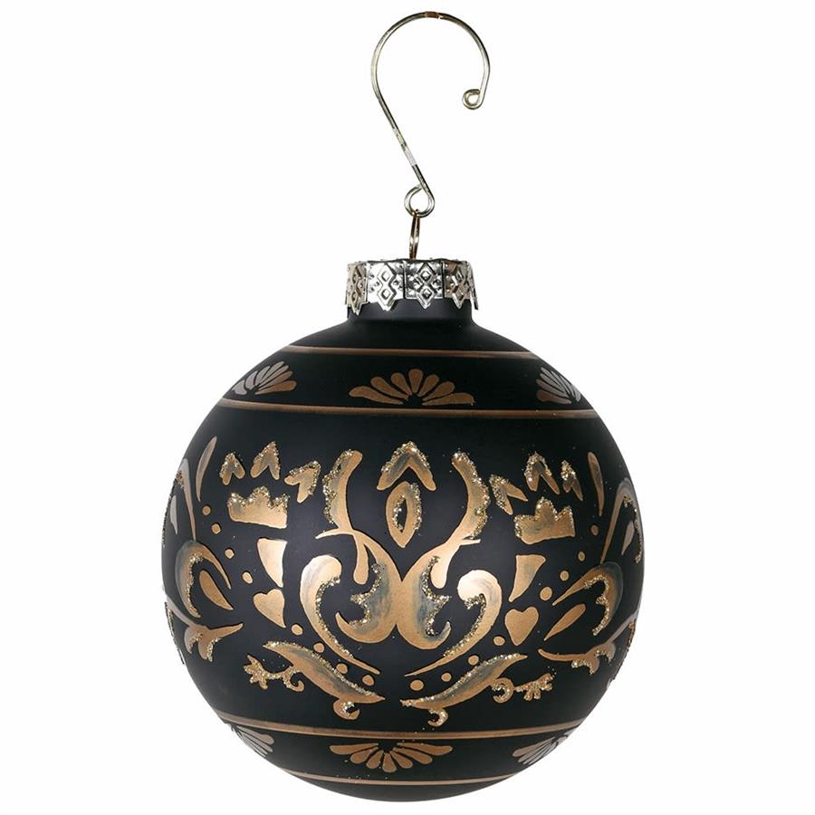 Black/Gold Swirl Glass Bauble
