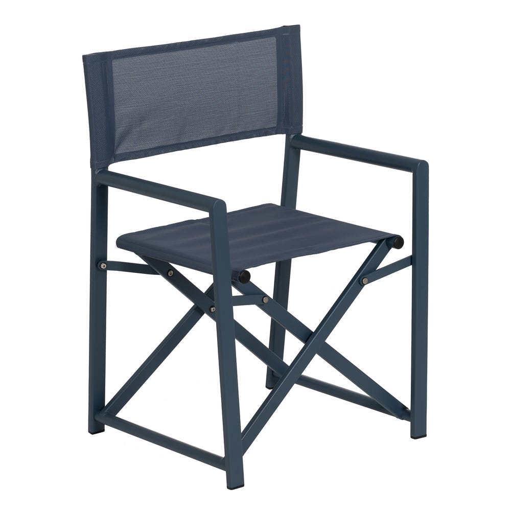 Blue Aluminum Director's Chair with Textilene Fabric, 56 x 53 x 84 cm