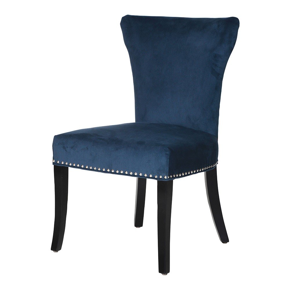 Blue Dining Chair with Silver Studs