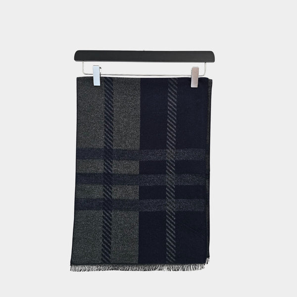 Blue & Gray Lined Scarf - Stylish and Versatile Accessory