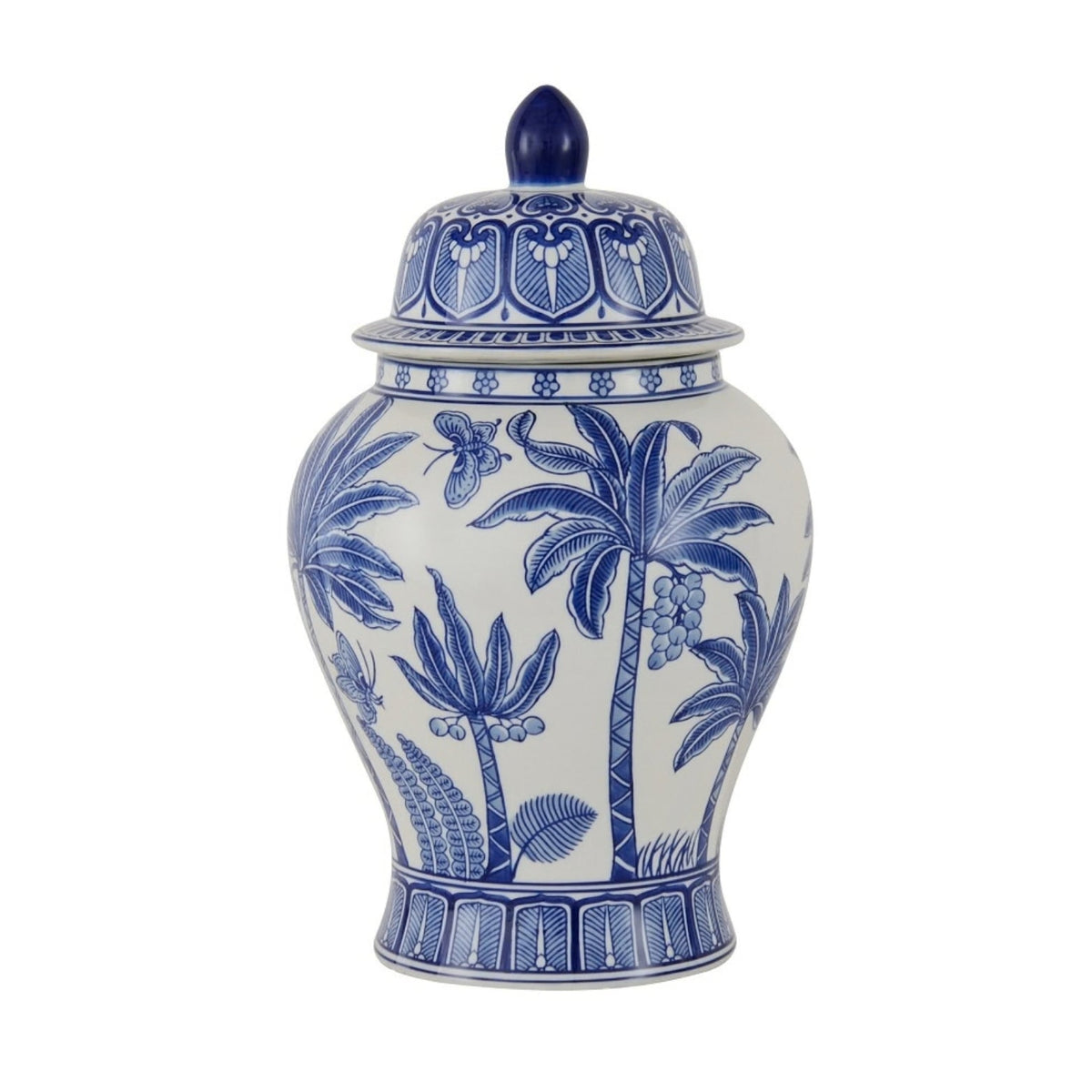 Blue Palms Small Ginger Jar