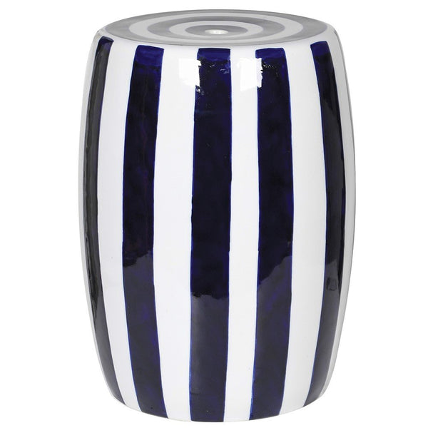 Blue Stripe Ceramic Stool
