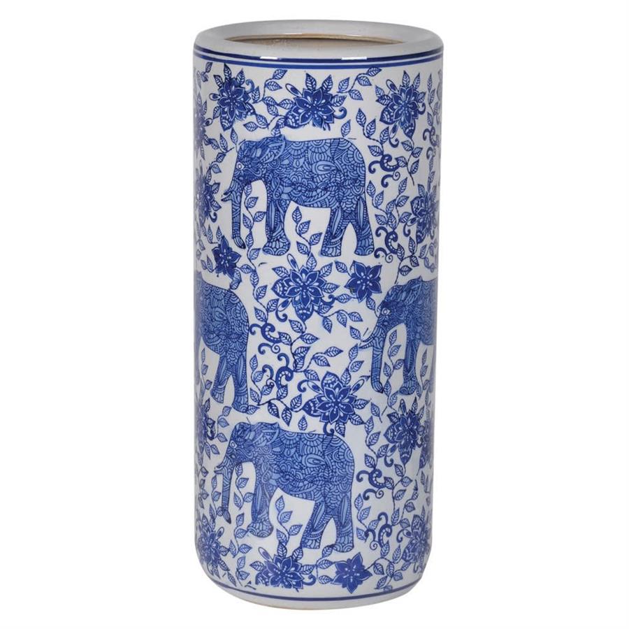 Blue & White Elephant Ceramic Umbrella Stand