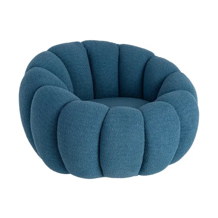 Blue Woven Armchair with Wooden Frame
