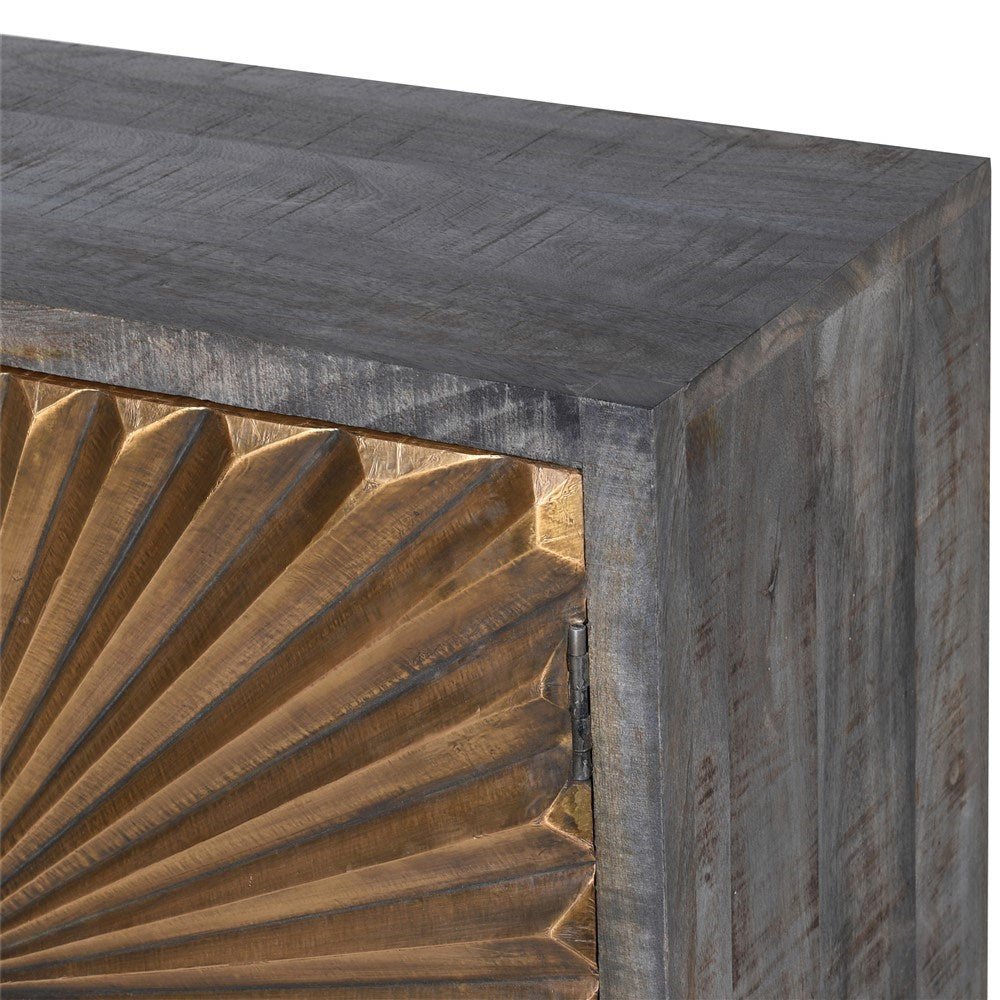 Brass Sunburst 4 Door Sideboard - LUXONAS
