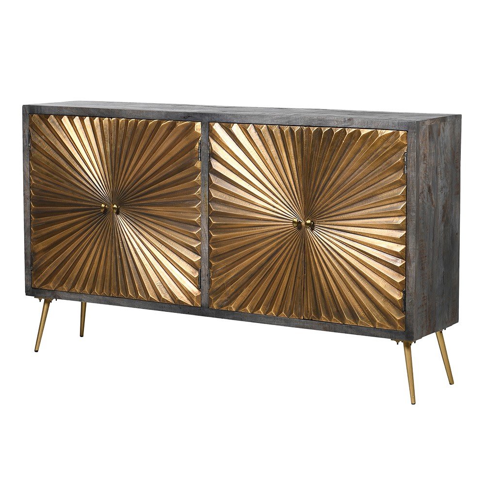 Brass Sunburst 4 Door Sideboard - LUXONAS